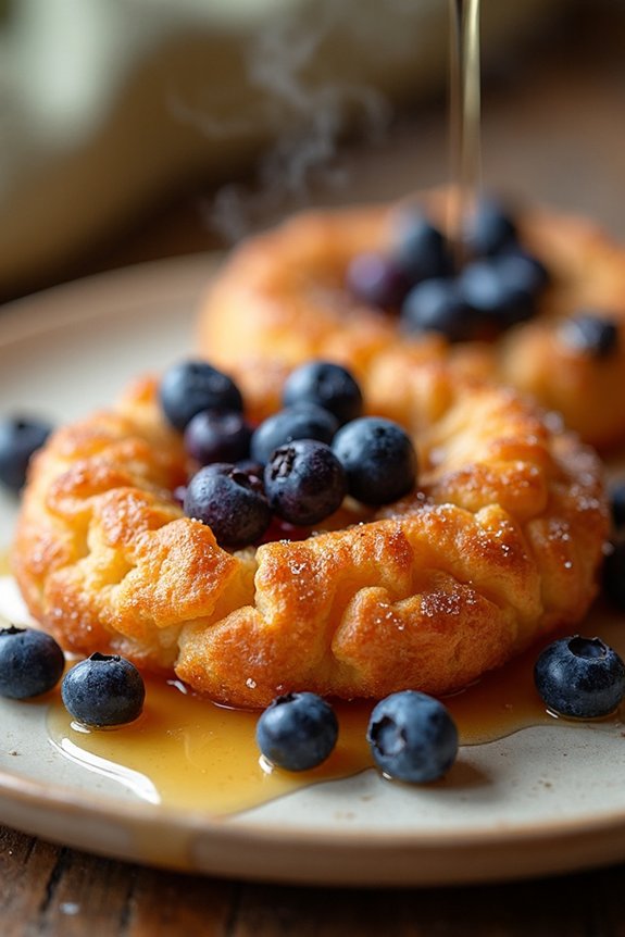 blueberry fritters with whipped cream