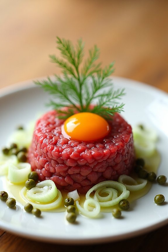 elegant steak tartare presentation